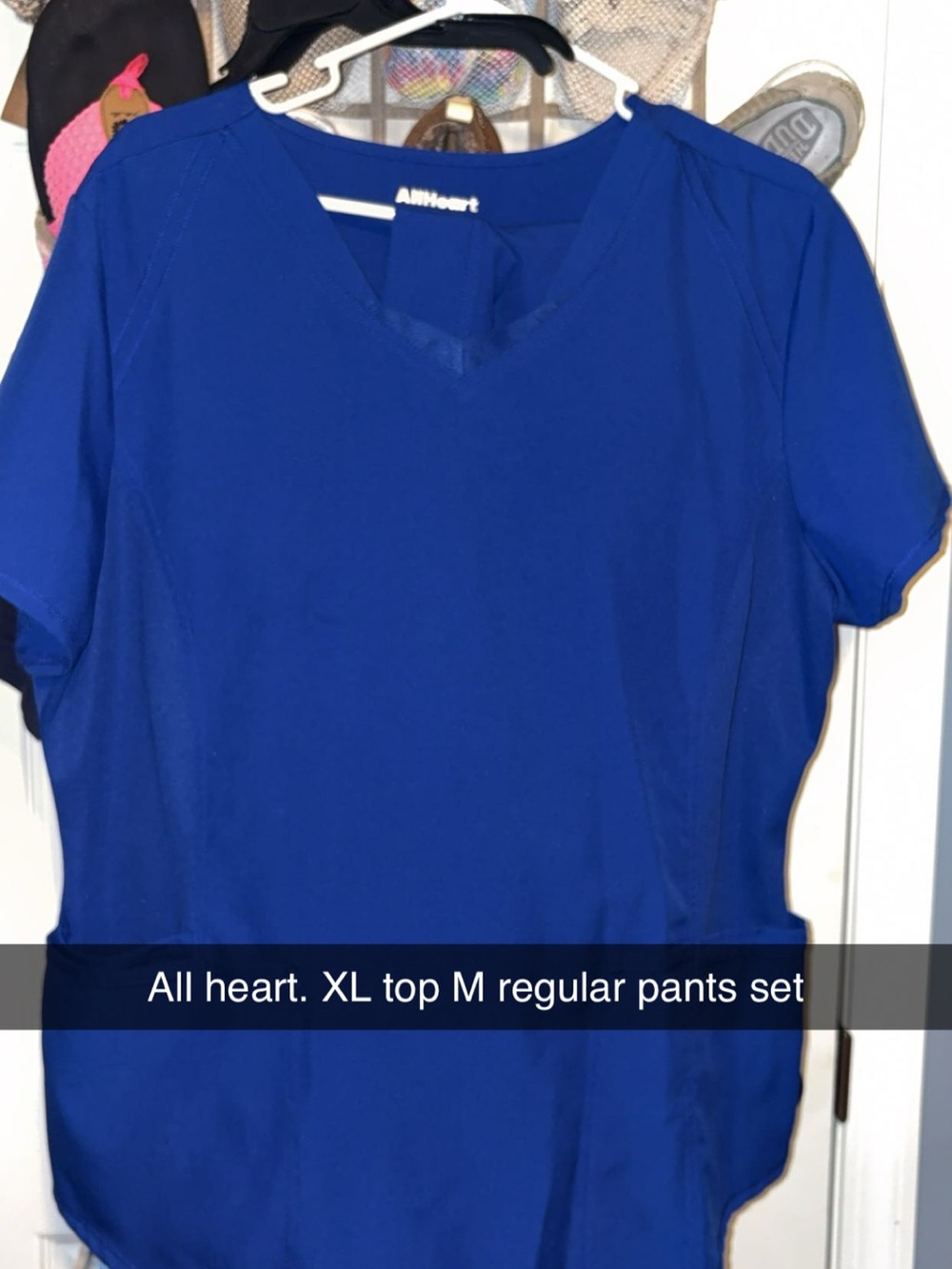 AllHeart Women's Royal Blue V-Neck Scrub Top